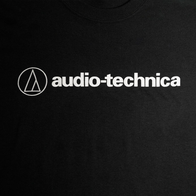 Футболка мужская классическая с логотипом Audio Technica Чорна L