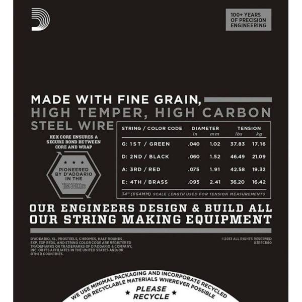 Струны для бас-гитары D'Addario ECB80 Chromes Flatwound Super Light 40/95