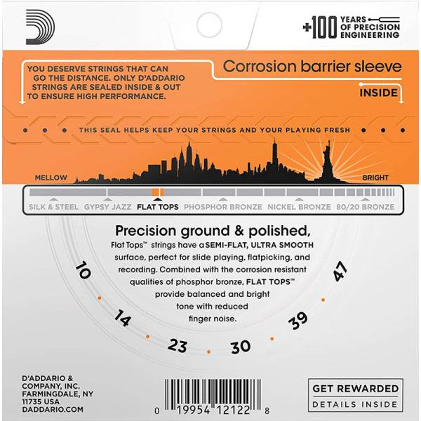 Струни для акустичної гітари D'Addario EFT15 Phosphor Bronze Flat Tops Extra Light 10/47