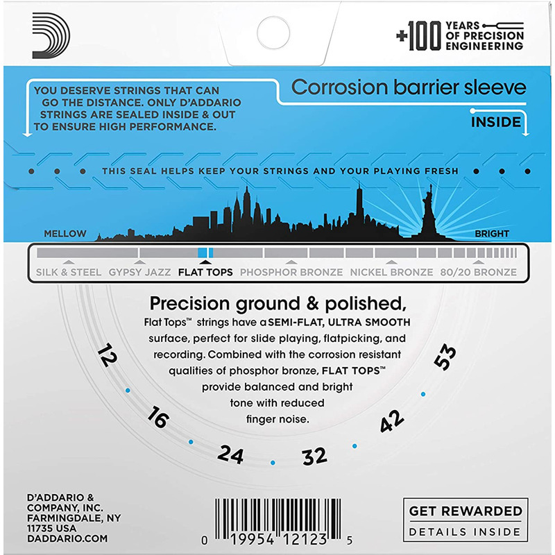 Струны для акустической гитары D'Addario EFT16 Phosphor Bronze Flat Tops Light 12/53