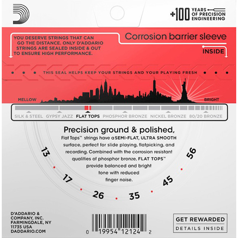 Струны для акустической гитары D'Addario EFT17 Phosphor Bronze Flat Tops Medium 13/56