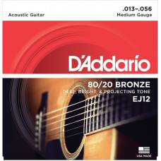 Струны для акустической гитары D'Addario EJ12 80/20 Bronze Medium 13/56