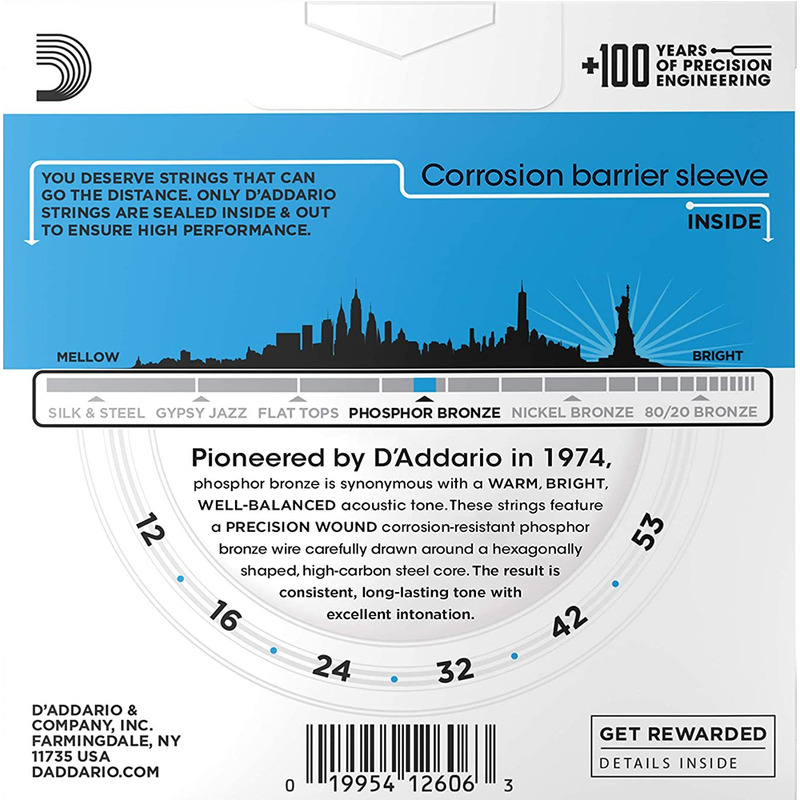Струни для акустичної гітари 3 Sets D'Addario EJ16-3D Phosphor Bronze Light 12/53