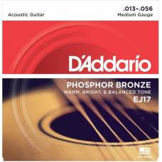 Струны для акустической гитары D'Addario EJ17 Phosphor Bronze Medium 13/56