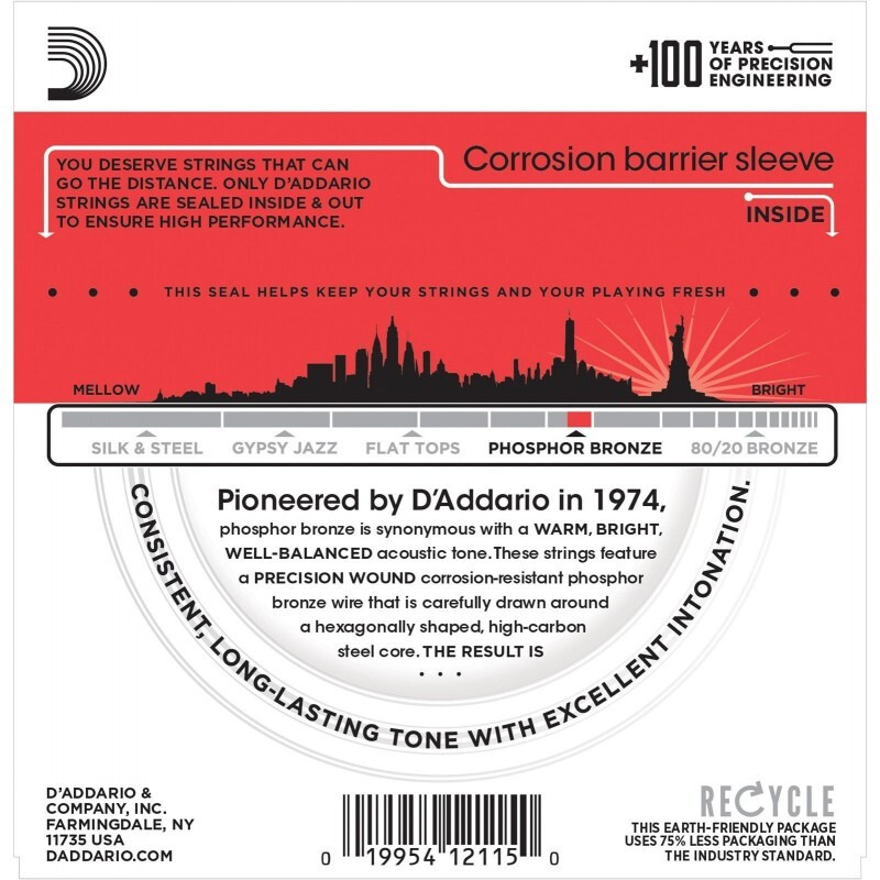 Струни для акустичної гітари D'Addario EJ17 Phosphor Bronze Medium 13/56