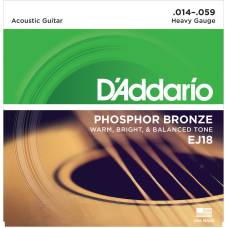 Струны для акустической гитары D'Addario EJ18 Phosphor Bronze Heavy 14/59