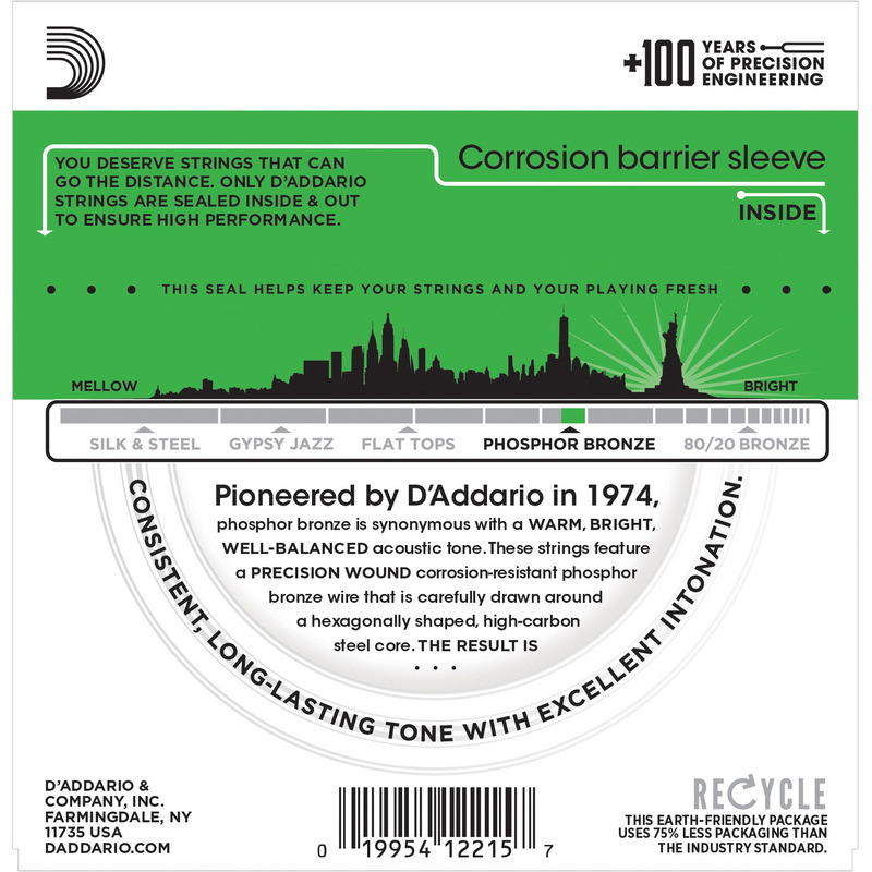 Струни для акустичної гітари D'Addario EJ18 Phosphor Bronze Heavy 14/59