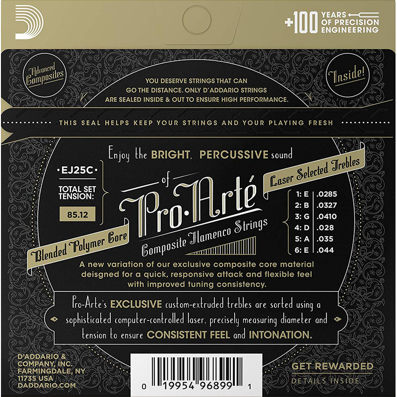 Струны для классической гитары D'Addario EJ25C Composites Flamenco Clear Nylon Custom Tension