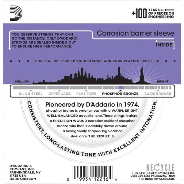 Струны для акустической гитары D'Addario EJ26 Phosphor Bronze Custom Light 11/52