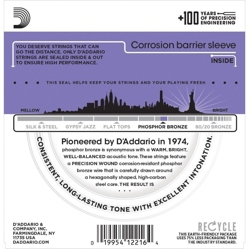 Струны для акустической гитары D'Addario EJ26 Phosphor Bronze Custom Light 11/52