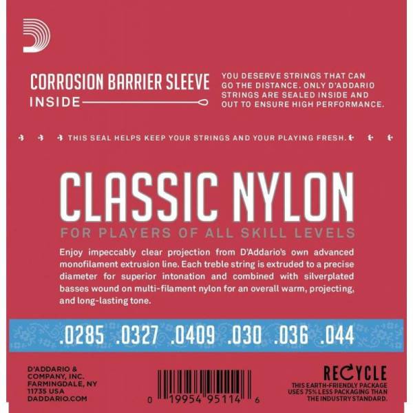 Струны для классической гитары D'Addario EJ27H Student Nylon Hard Tension