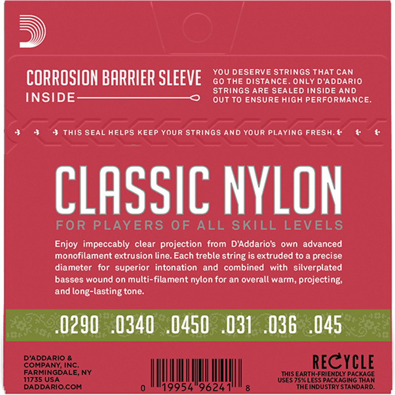 Струны для классической гитары D'Addario EJ27N 1/2 Student Nylon Normal Tension