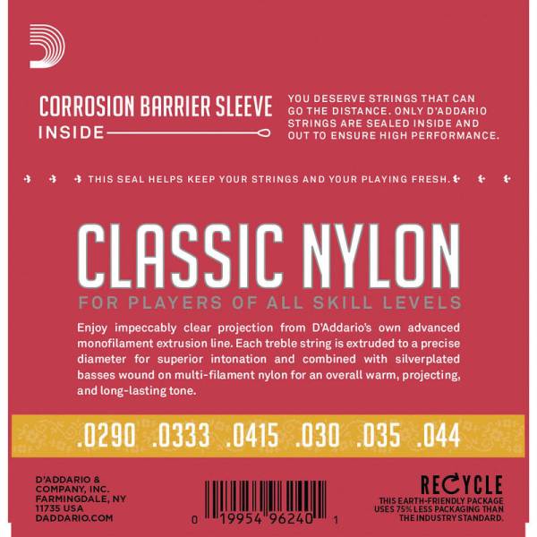 Струны для классической гитары D'Addario EJ27N 3/4 Student Nylon Normal Tension