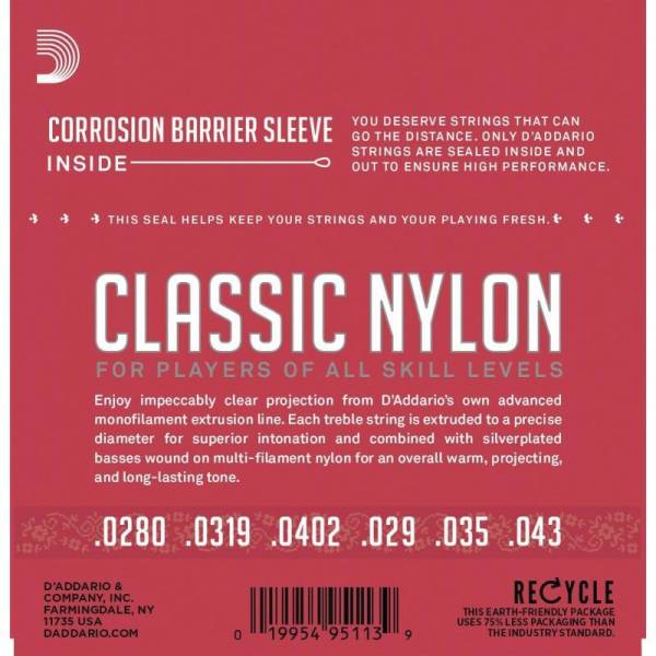 Струны для классической гитары D'Addario EJ27N Student Nylon Normal Tension