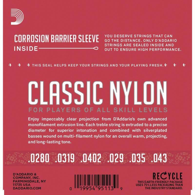 Струны для классической гитары D'Addario EJ27N Student Nylon Normal Tension