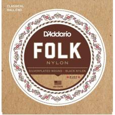 Струны для классической гитары D'Addario EJ32 Folk Ball End Silver Wound/Black Nylon Trebles
