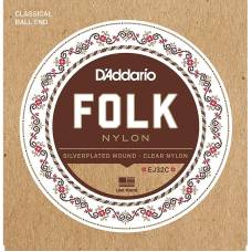 Струны для классической гитары D'Addario EJ32C Folk Nylon Ball End Silver Wound Clear Treble 28/45