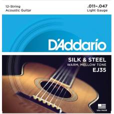 Струны для акустической гитары D'Addario EJ35 Silk & Steel Light 12-Strings 11/47