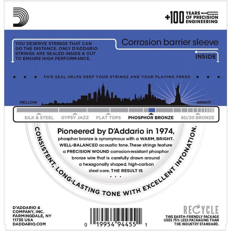 Струни для акустичної гітари D'Addario EJ37 Phosphor Bronze Medium Top/Heavy Bottom 12-Strings 12/54