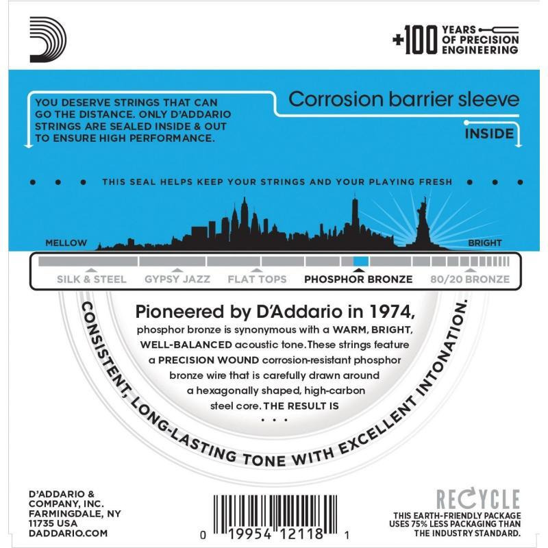Струни для акустичної гітари D'Addario EJ38 Phosphor Bronze Extra Light 12-Strings 10/47