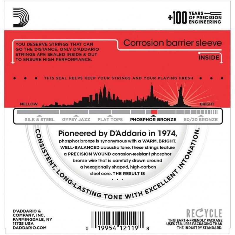 Струни для акустичної гітари D'Addario EJ39 Phosphor Bronze Medium 12-Strings 12/52