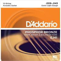 Струни для акустичної гітари D'Addario EJ41 Phosphor Bronze Extra Light 12-Strings 9/45