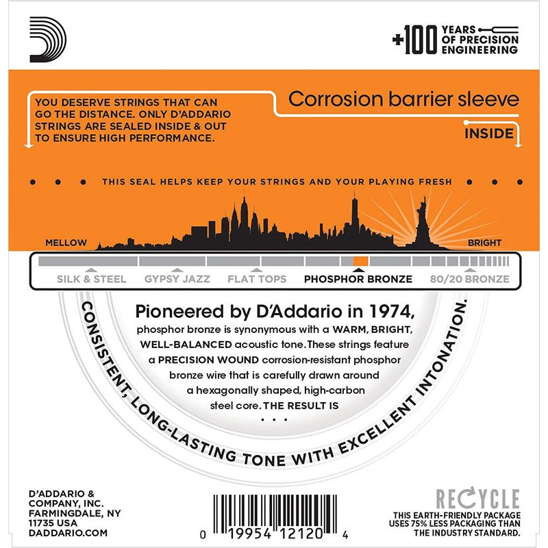 Струны для акустической гитары D'Addario EJ41 Phosphor Bronze Extra Light 12-Strings 9/45