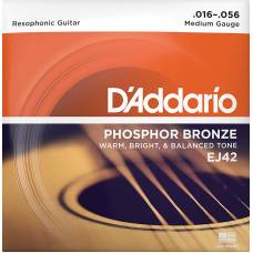 Струны для акустической гитары D'Addario EJ42 Phosphor Bronze Medium Resophonic 16/56