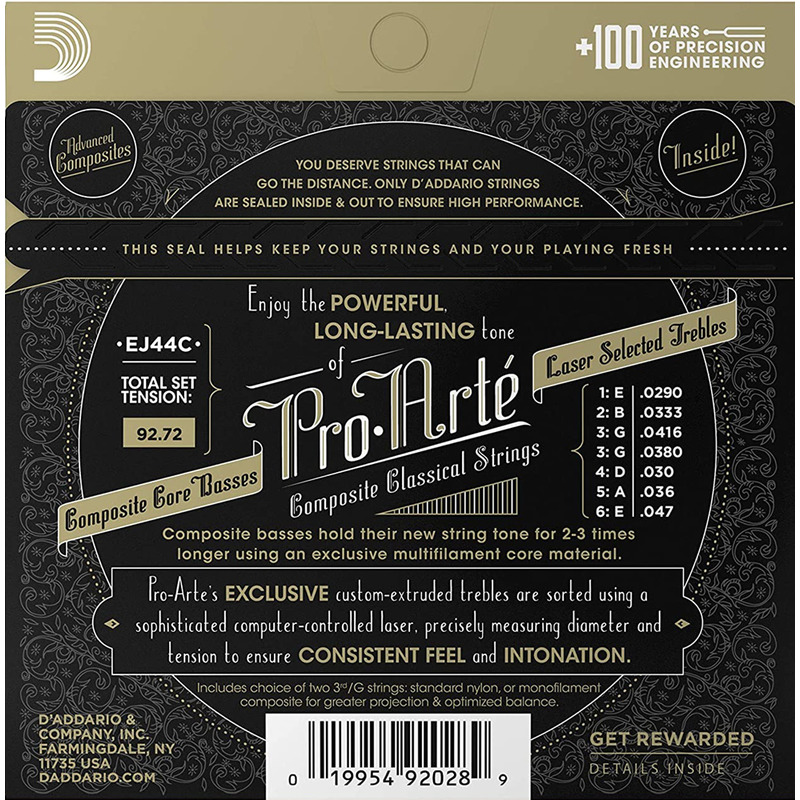 Струны для классической гитары D'Addario EJ44C Silverplated Wound Nylon Extra Hard Tension
