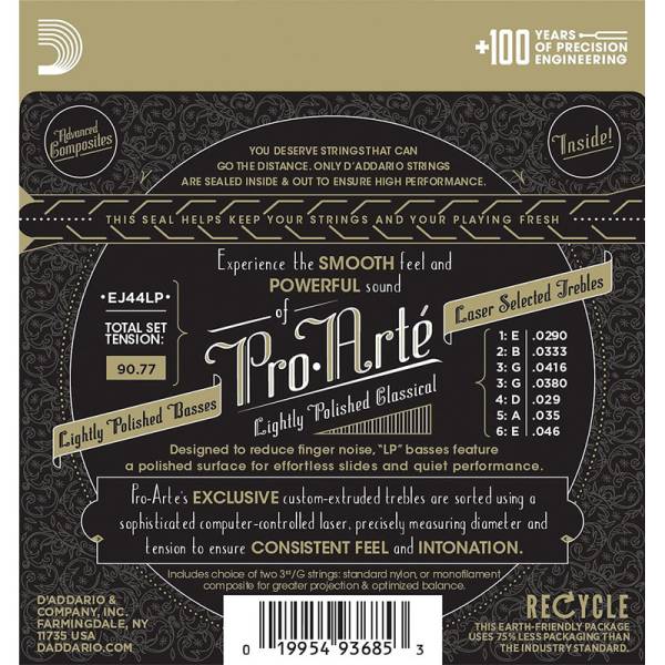 Струни для класичної гітари D'Addario EJ44LP Silverplated Wound Clear Nylon Extra Hard Tension