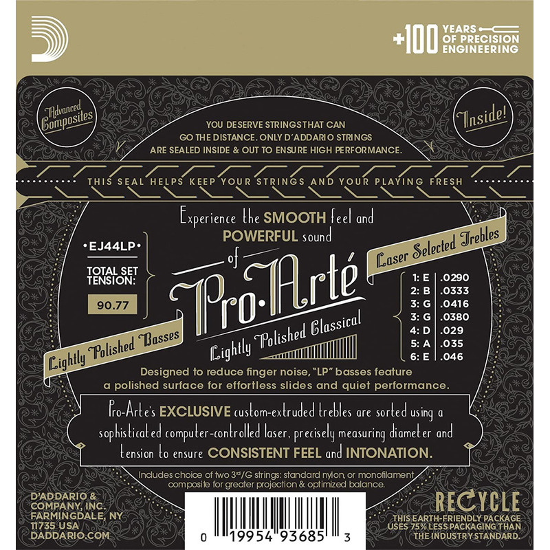 Струни для класичної гітари D'Addario EJ44LP Silverplated Wound Clear Nylon Extra Hard Tension