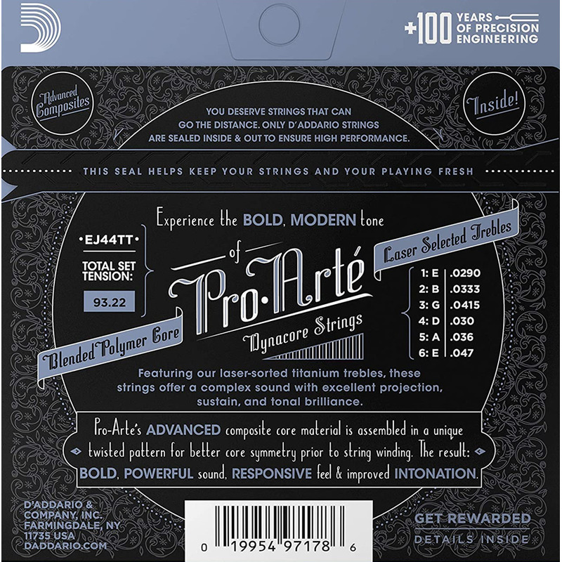 Струни для класичної гітари D'Addario EJ44TT Silverplated Wound Titanium Nylon Extra Hard Tension