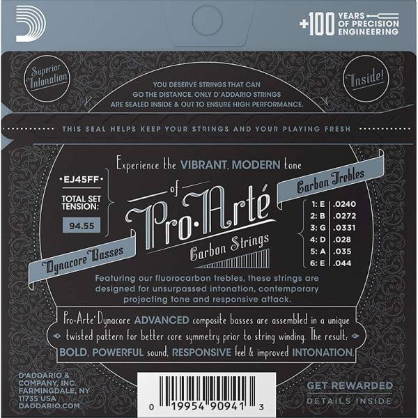 Струни для класичної гітари D'Addario EJ45FF Carbon Normal Tension