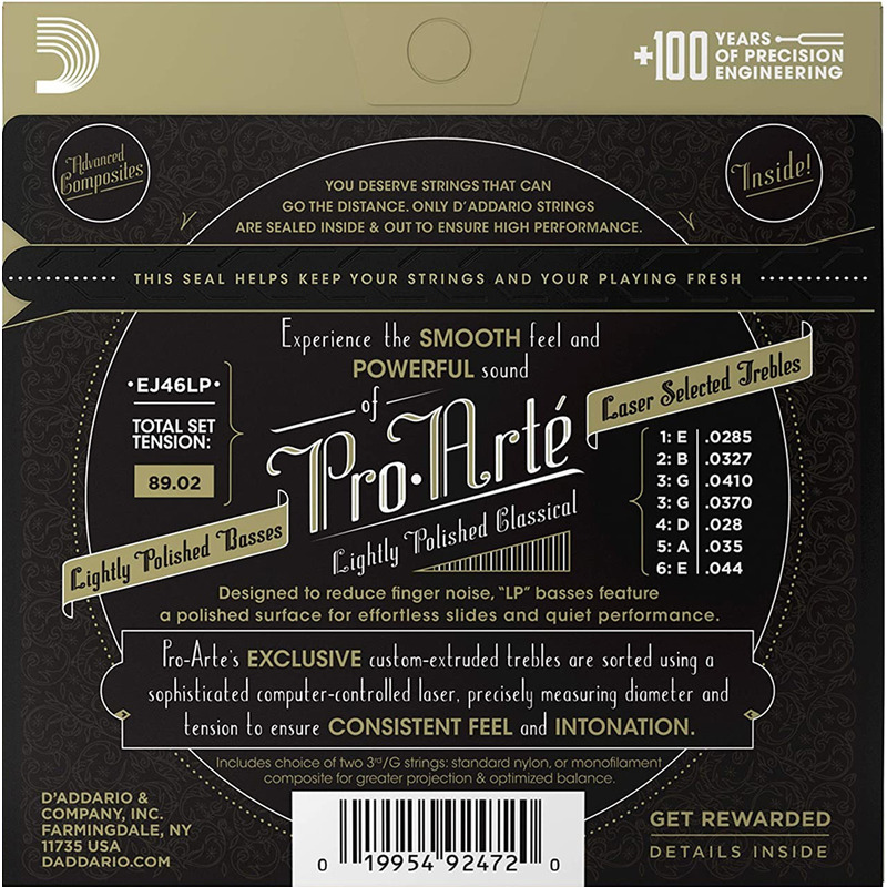 Струни для класичної гітари D'Addario EJ46LP Silverplated Wound Clear Nylon Hard Tension