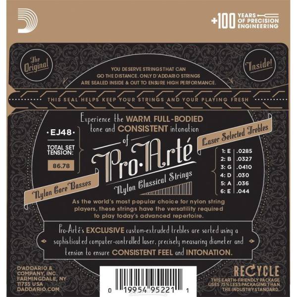 Струни для класичної гітари D'Addario EJ48 80/20 Bronze Wound Nylon Hard Tension