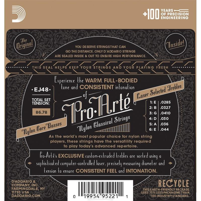 Струни для класичної гітари D'Addario EJ48 80/20 Bronze Wound Nylon Hard Tension