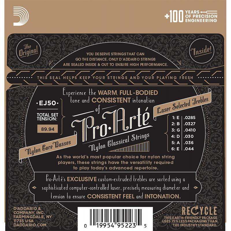 Струни для класичної гітари D'Addario EJ50 Black Nylon Hard Tension