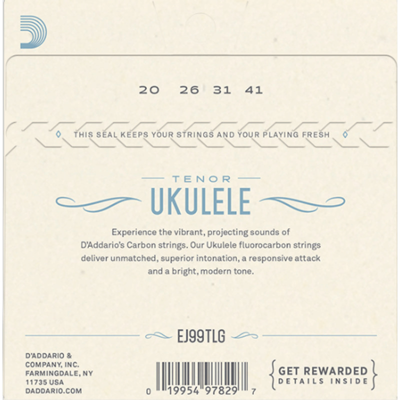 Струны для укулеле D'Addario EJ99TLG Tenor Low G Fluorocarbon