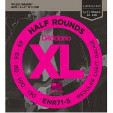 Струны для бас-гитары D'Addario ENR71-5 Nickel Half Rounds Wound Regular Light 5 Strings 45/130