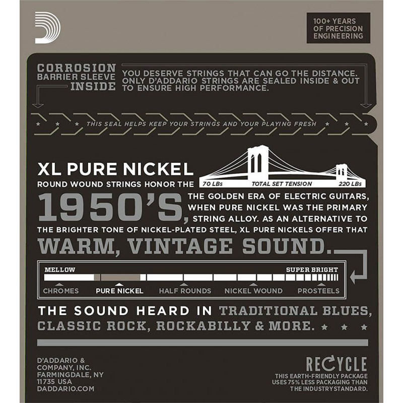 Струны для электрогитары D'Addario EPN115 Pure Nickel Medium 11/48