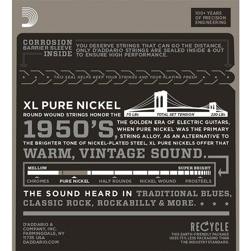 Струни для електрогітари D'Addario EPN120 Pure Nickel Super Light 9/41