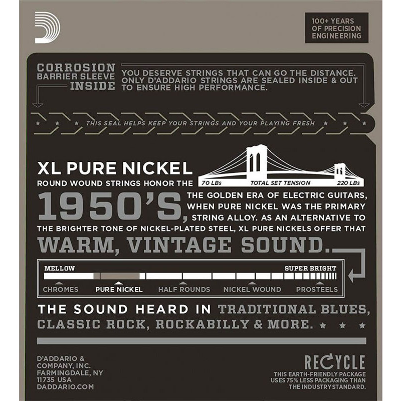 Струни для електрогітари D'Addario EPN21 Pure Nickel Jazz Light 12/51
