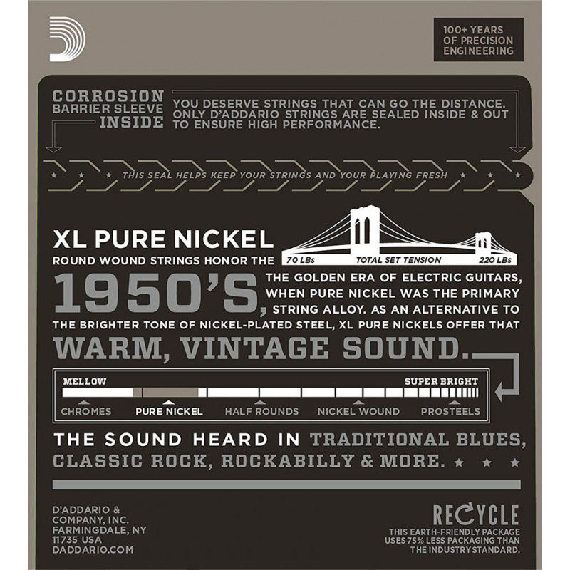 Струни для електрогітари D'Addario EPN22 Pure Nickel Jazz Medium Srings 13/56