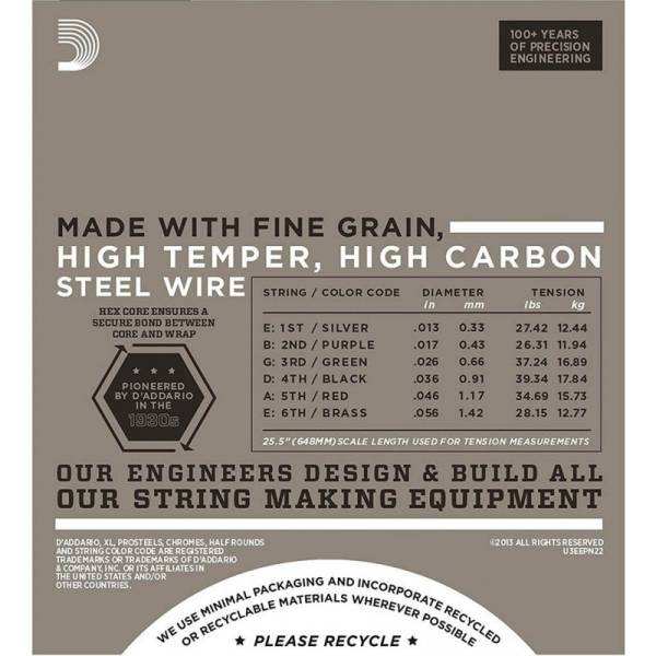 Струни для електрогітари D'Addario EPN22 Pure Nickel Jazz Medium Srings 13/56