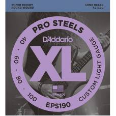 Струны для бас-гитары D'Addario EPS190 Pro Steels Custom Light 40/100