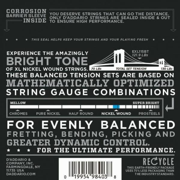Струны для электрогитары D'Addario EXL115BT Nickel Wound Balanced Tension Medium 11/50