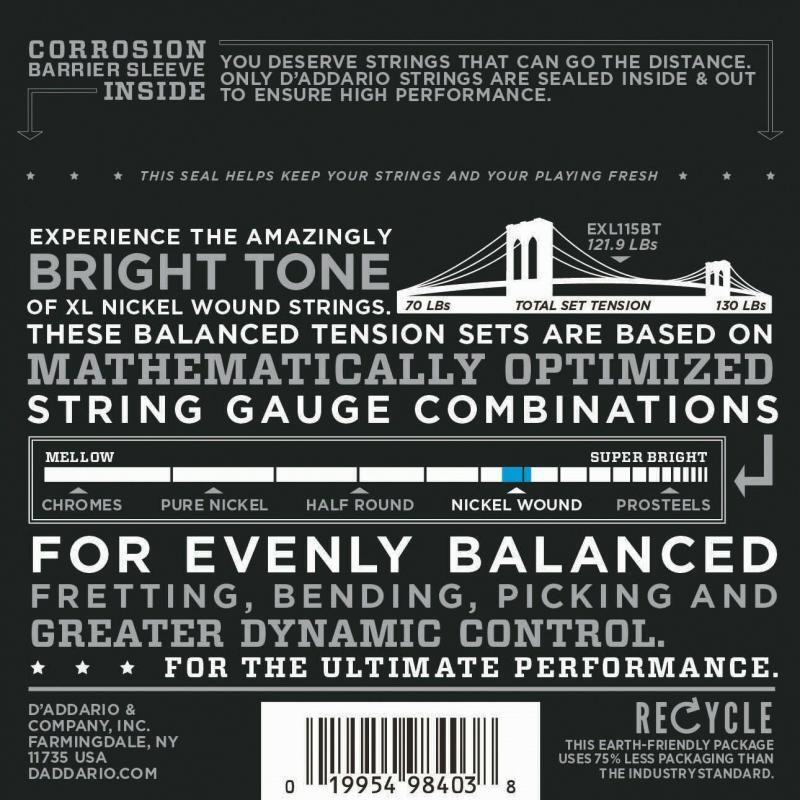 Струни для електрогітари D'Addario EXL115BT Nickel Wound Balanced Tension Medium 11/50