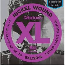 Струны для электрогитары D'Addario EXL120-8 Nickel Wound Super Light 8-Strings 9/65