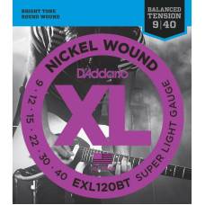 Струны для электрогитары D'Addario EXL120BT Nickel Wound Balanced Tension Super Light 9/40
