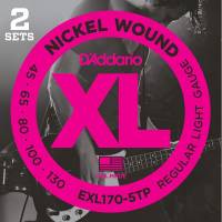 Струны для бас-гитары 2 Sets D'Addario EXL170-5TP Nickel Wound Regular Light 5-Strings Long Scale 45/130
